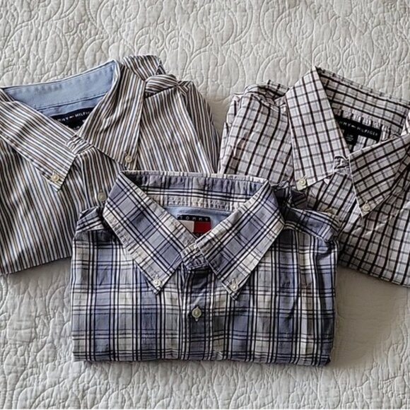 Tommy Hilfiger Men's Long Sleeve Cotton Shirts- Size L- Bundle of 3 - Picture 1 of 13